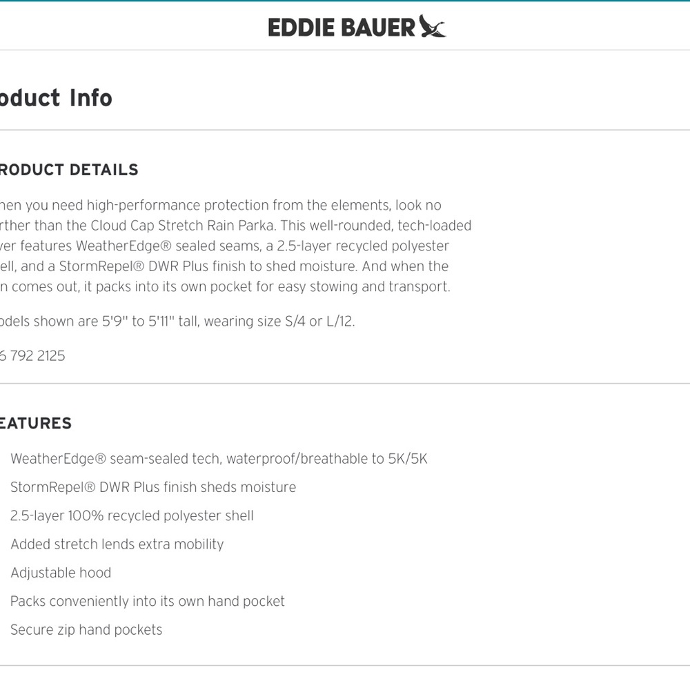 Eddie Bauer Black Cloud Cap Jacket Waterproof Jac… - image 4